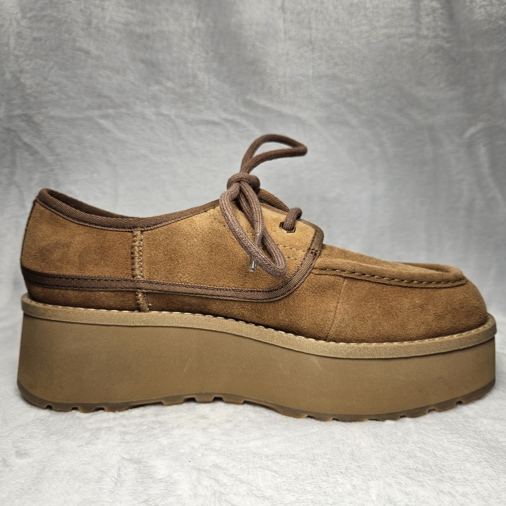 New UGG Cityfunc Lace Platform Sneakers Chestnut Suede Women's 8 (Tiny Defect) - Picture 9 of 12